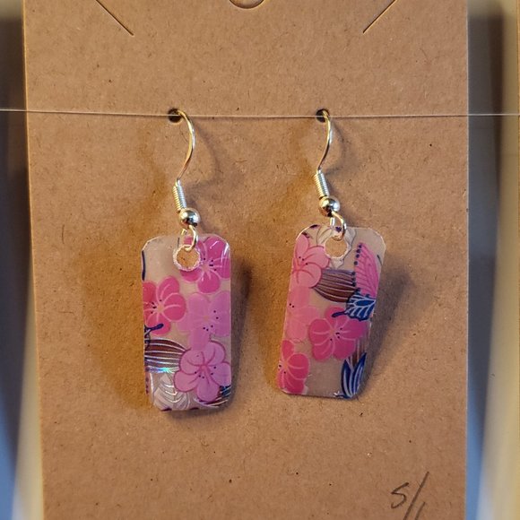 Hand Made By J Rae Floral and Butterfly Earrings.  Style E1030 - Picture 8 of 9